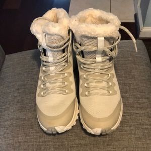 White and Gray Merrell Waterproof Boots